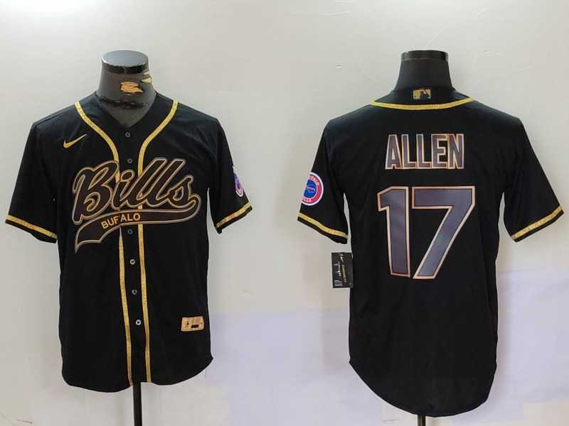 Men%27s Buffalo Bills #17 Josh Allen Black Cool Base Stitched Baseball Jerseys->buffalo bills->NFL Jersey